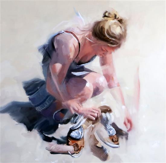 § Johnny Morant (1982-) Gathering Seashells 23.5 x 23.5in.